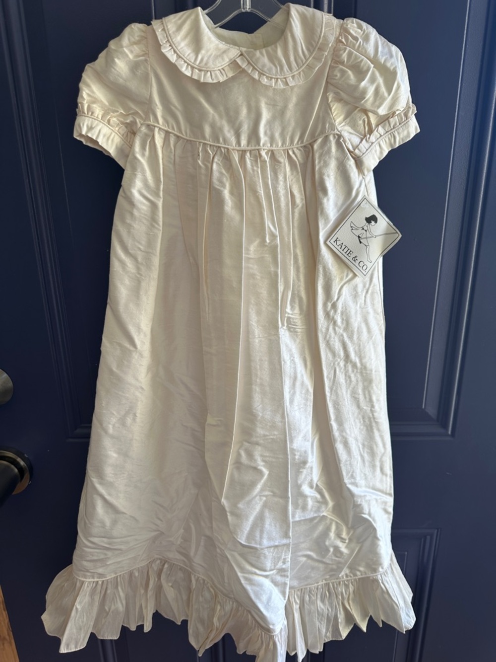 Girls' Cream Ruffled Collar Formal Dress